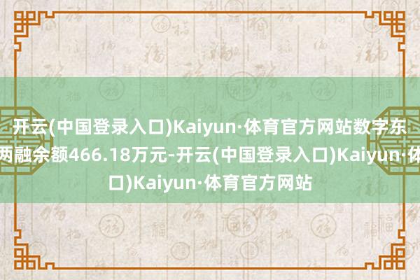 开云(中国登录入口)Kaiyun·体育官方网站数字东说念主面前两融余额466.18万元-开云(中国登录入口)Kaiyun·体育官方网站