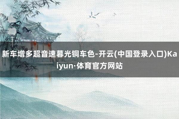 新车增多超音速暮光铜车色-开云(中国登录入口)Kaiyun·体育官方网站