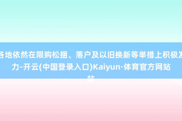 各地依然在限购松捆、落户及以旧换新等举措上积极发力-开云(中国登录入口)Kaiyun·体育官方网站