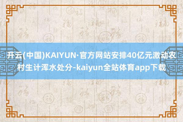 开云(中国)KAIYUN·官方网站安排40亿元激动农村生计浑水处分-kaiyun全站体育app下载